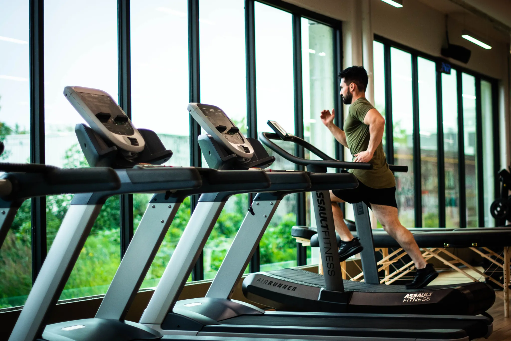 Man running on a treadmill